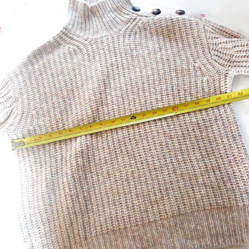 J. Crew Button Shoulder Mockneck Sweater Ivory Rainbow Mauve Supersoft Small - Picture 8 of 10